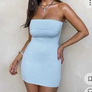 Tiger Mist Gem Strapless Light Blue Dress